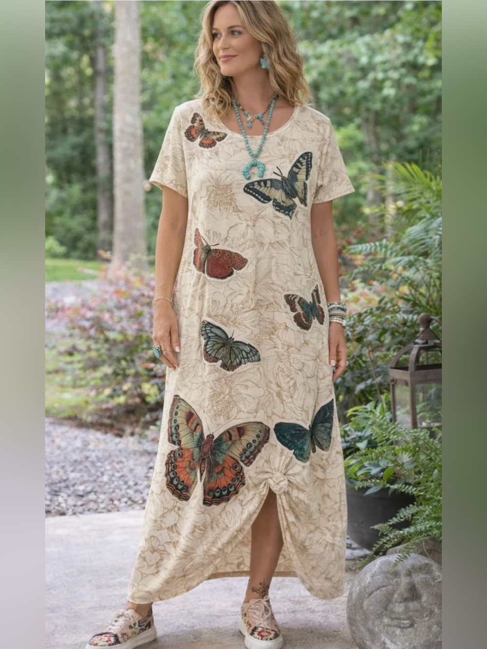 Jaded Gypsy Weekend Wander Flutter Butterfly Maxi Dress, One Size Fits XS-XL